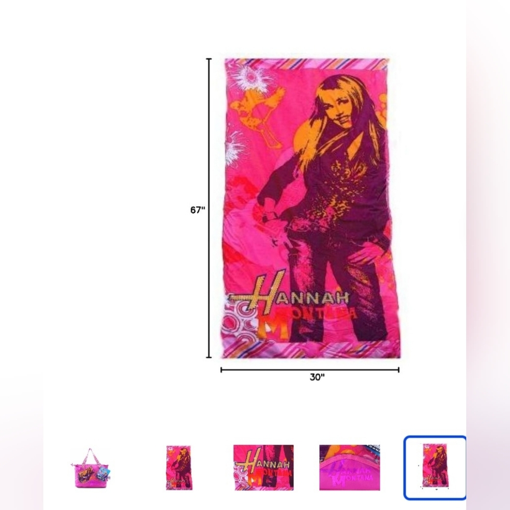 NWT Vintage Hannah Montana Pink Slumber Tote Bag with Sleeping Bag Disney Girls